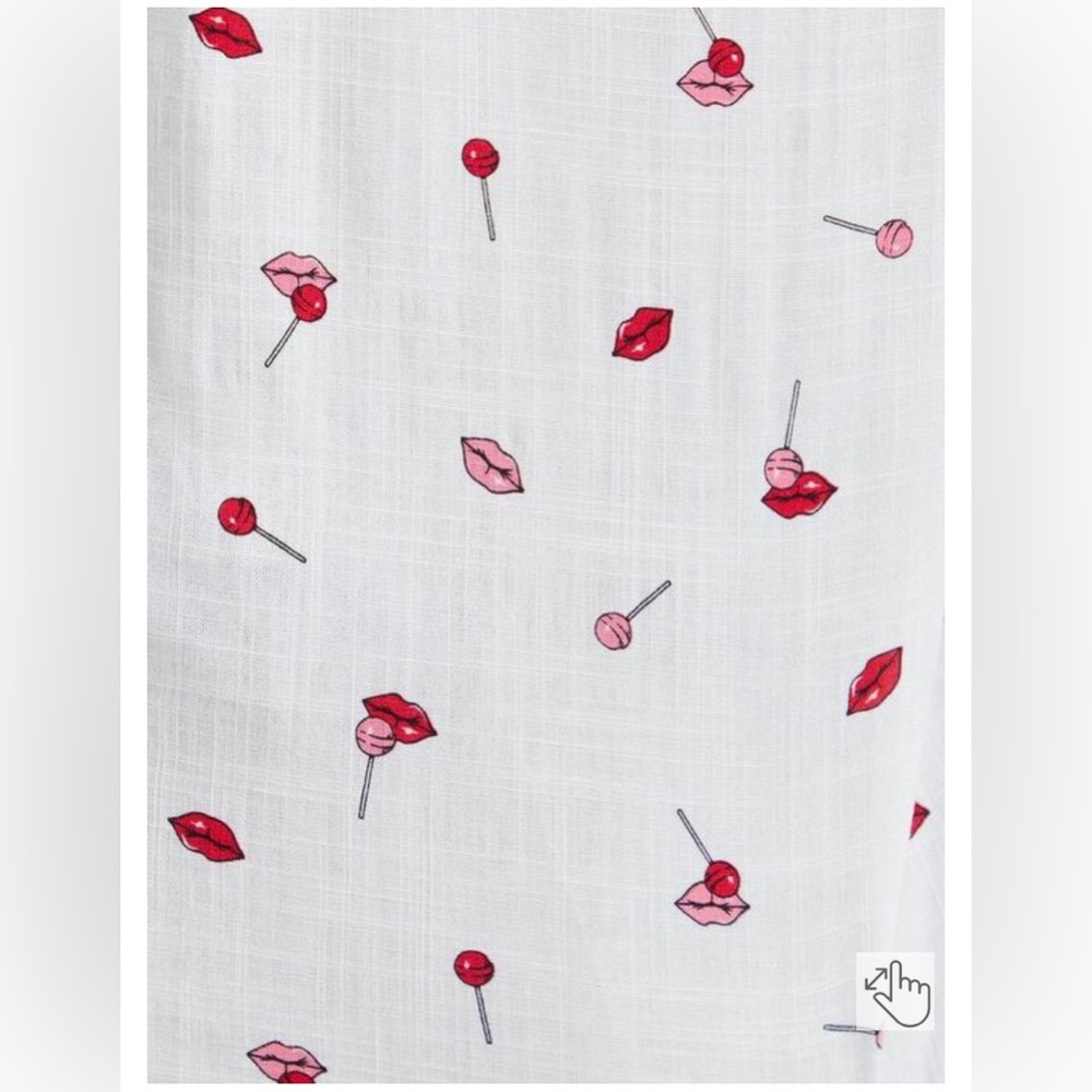 White and Red Patterned Women's Top - Picture 4 of 8